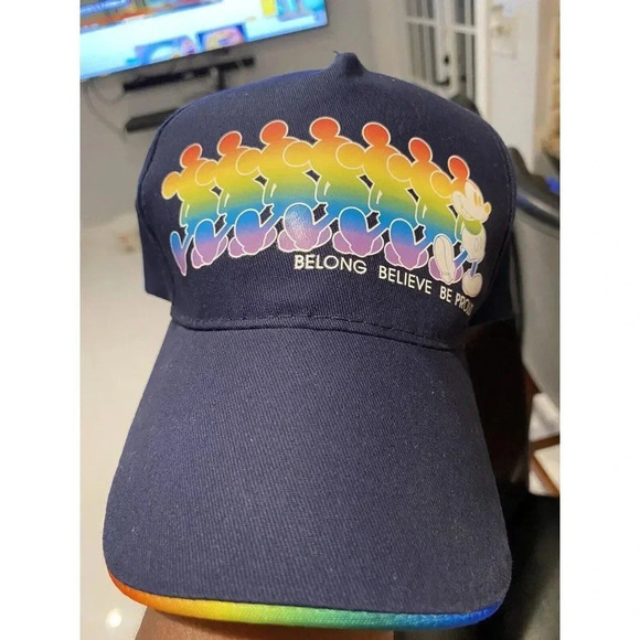 Walt Disney World Mickey Mouse Gay Pride LGBTQ Believe Belong Be Proud Cap Hat - Picture 6 of 6